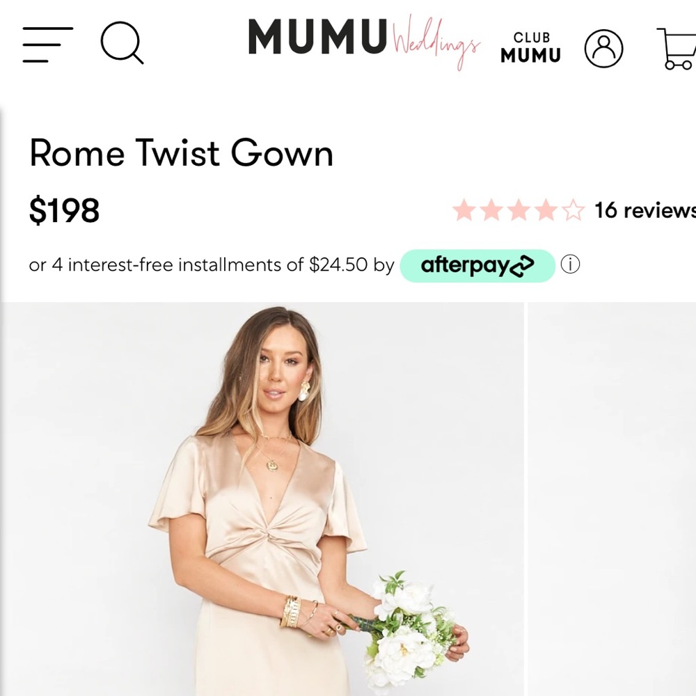 Show Me Your MuMu Rome Twist Gown Bridesmaid Dress Champagne Luxe Satin. Size 1X